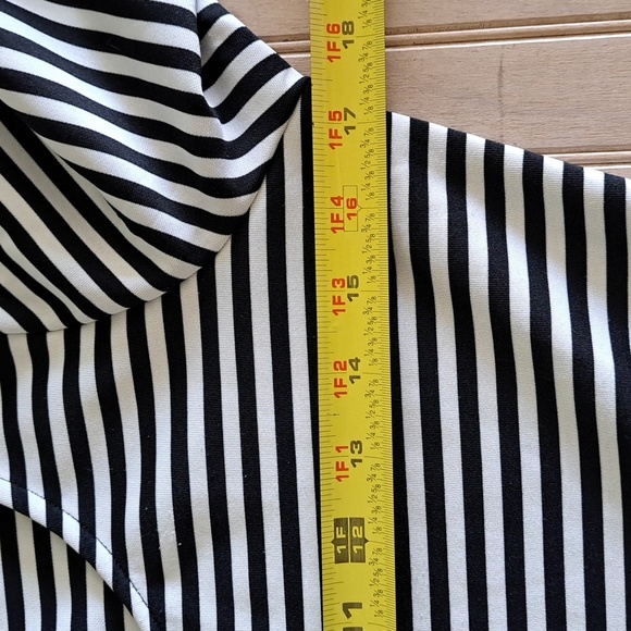 Ricki’s Black White Striped Stretchy Fit & Flare Skater Dress with Pockets Comfy - Picture 8 of 12